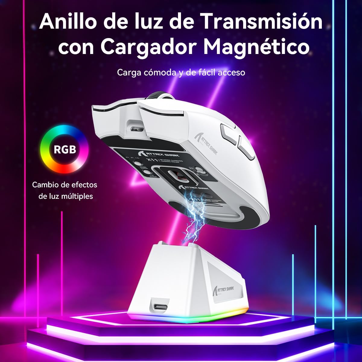 Mouse Gamer Inalámbrico Attack Shark X11 con Base de Carga
